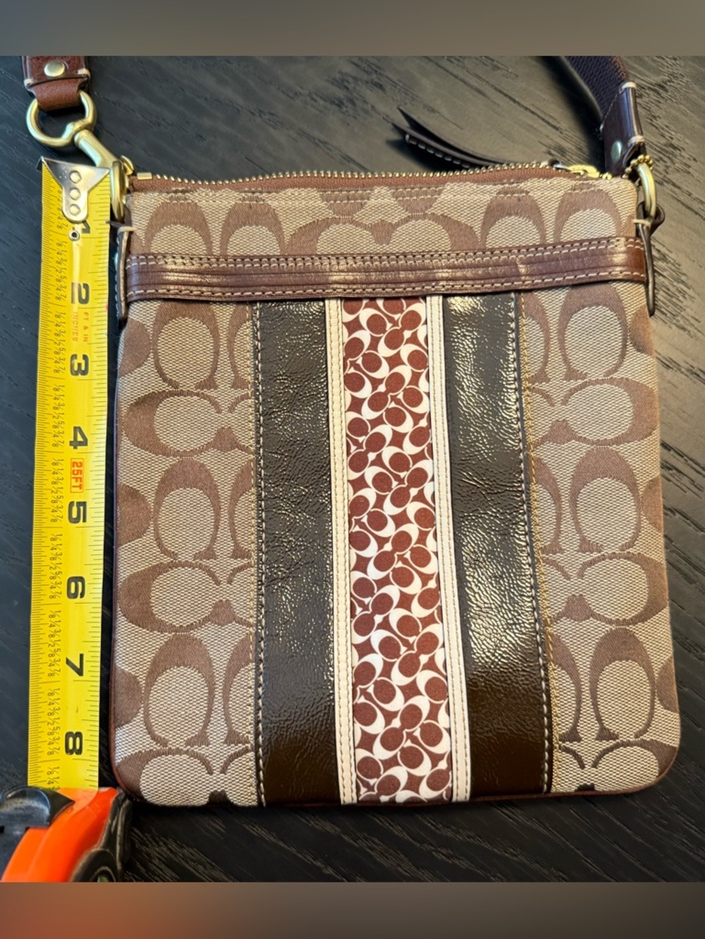 Coach Brown and Tan Signature Canvas Shoulder Bag